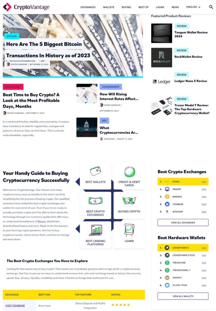 CryptoVantage Homepage