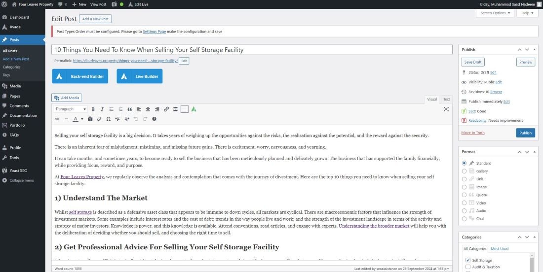 Four Leaves Property Adding Content Into The WordPress