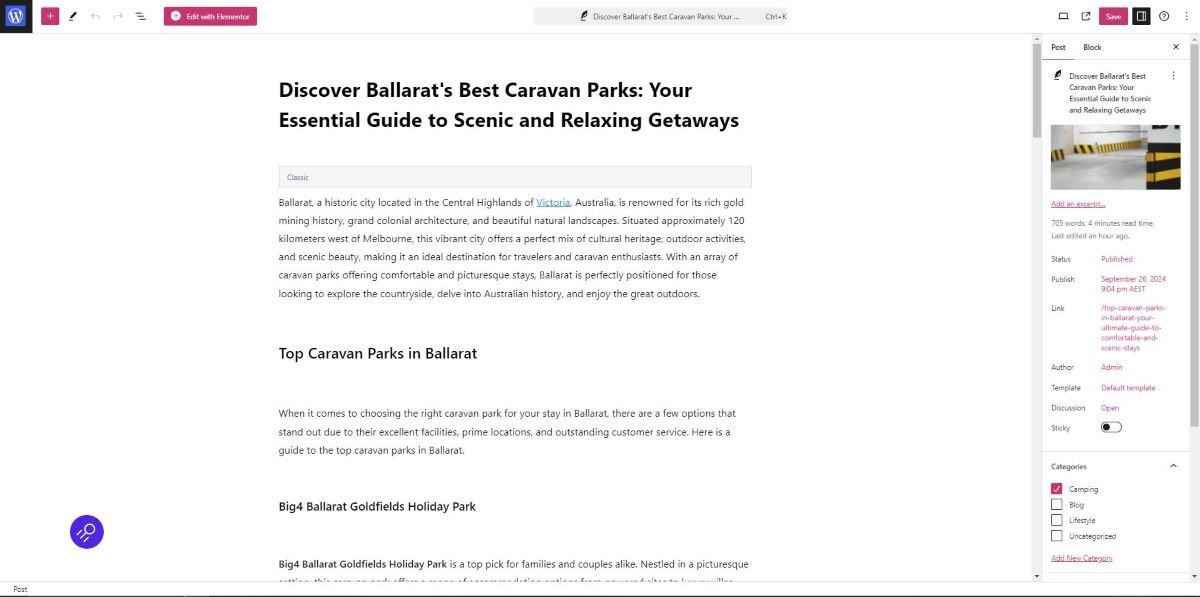 WordPress Article Backend