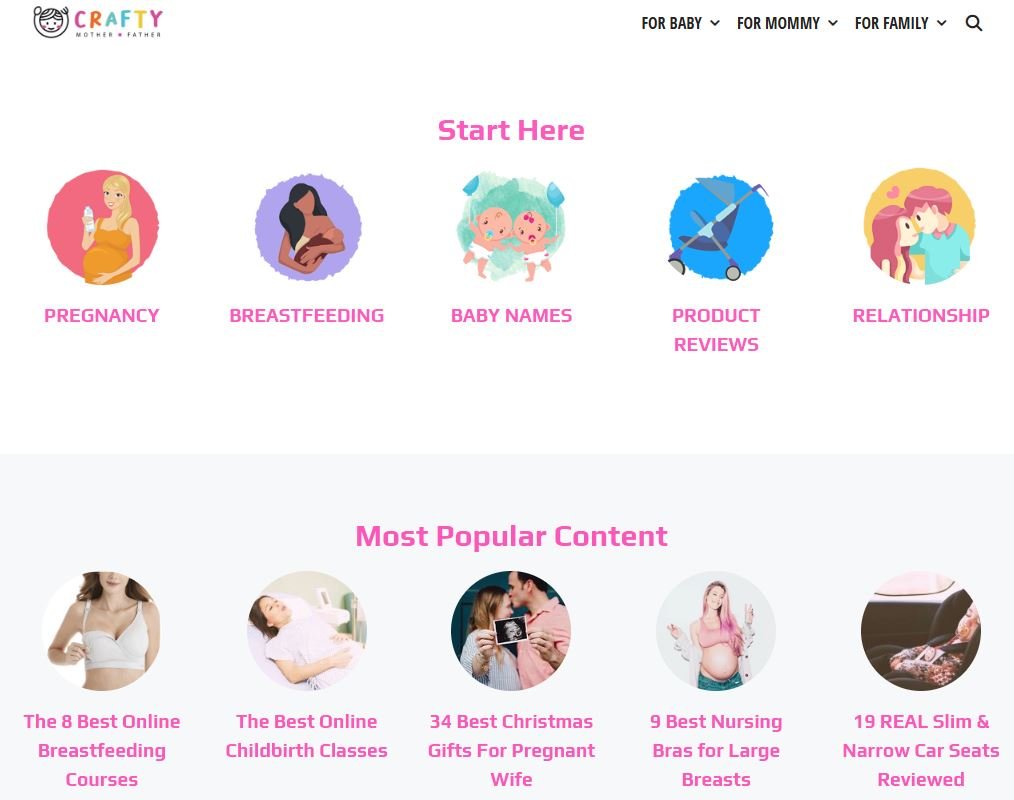 Crafty Mother Father landing page